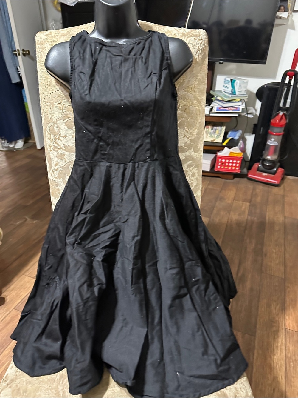Annie Black Sleeveless Midi Fit-and-Flare Dress